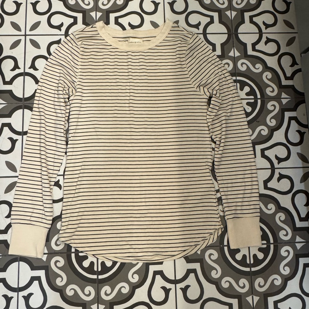 Thread & Supply Cream and Black Striped Top